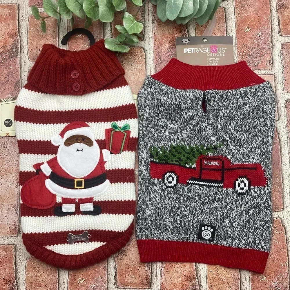 Dog Pet Cozy Holiday Sweater Outfits Christmas 2-Pack Size XS